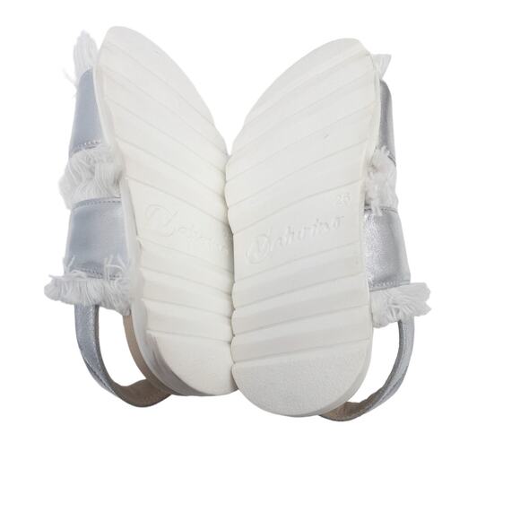 Naturino Girls White Fringe Silver Studded Rhinestone Sandals eu 26  us 9.5 - Picture 3 of 5